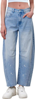 GREAIDEA Mid Rise Barrel Jeans for Women - Y2K Style