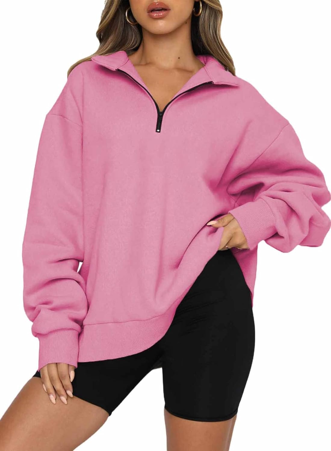 BLENCOT Women's Half Zip Quilted Sweatshirt for Fall Fashion