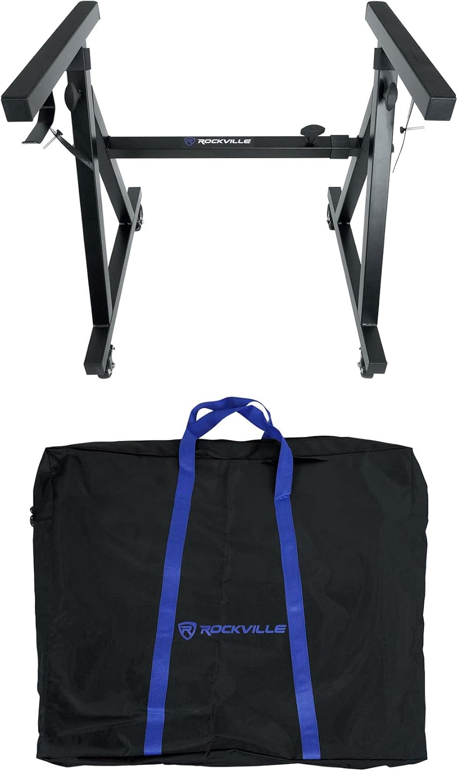 Rockville Z40W Keyboard Stand w/ Wheels - Adjustable & Portable