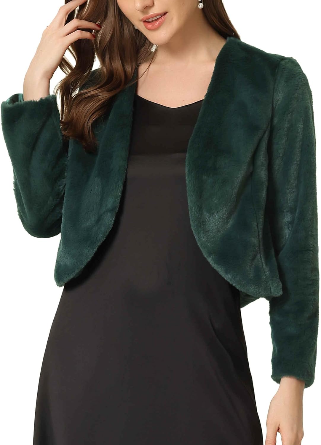 Allegra K Women's Faux Fur Cropped Jacket for Weddings and Parties