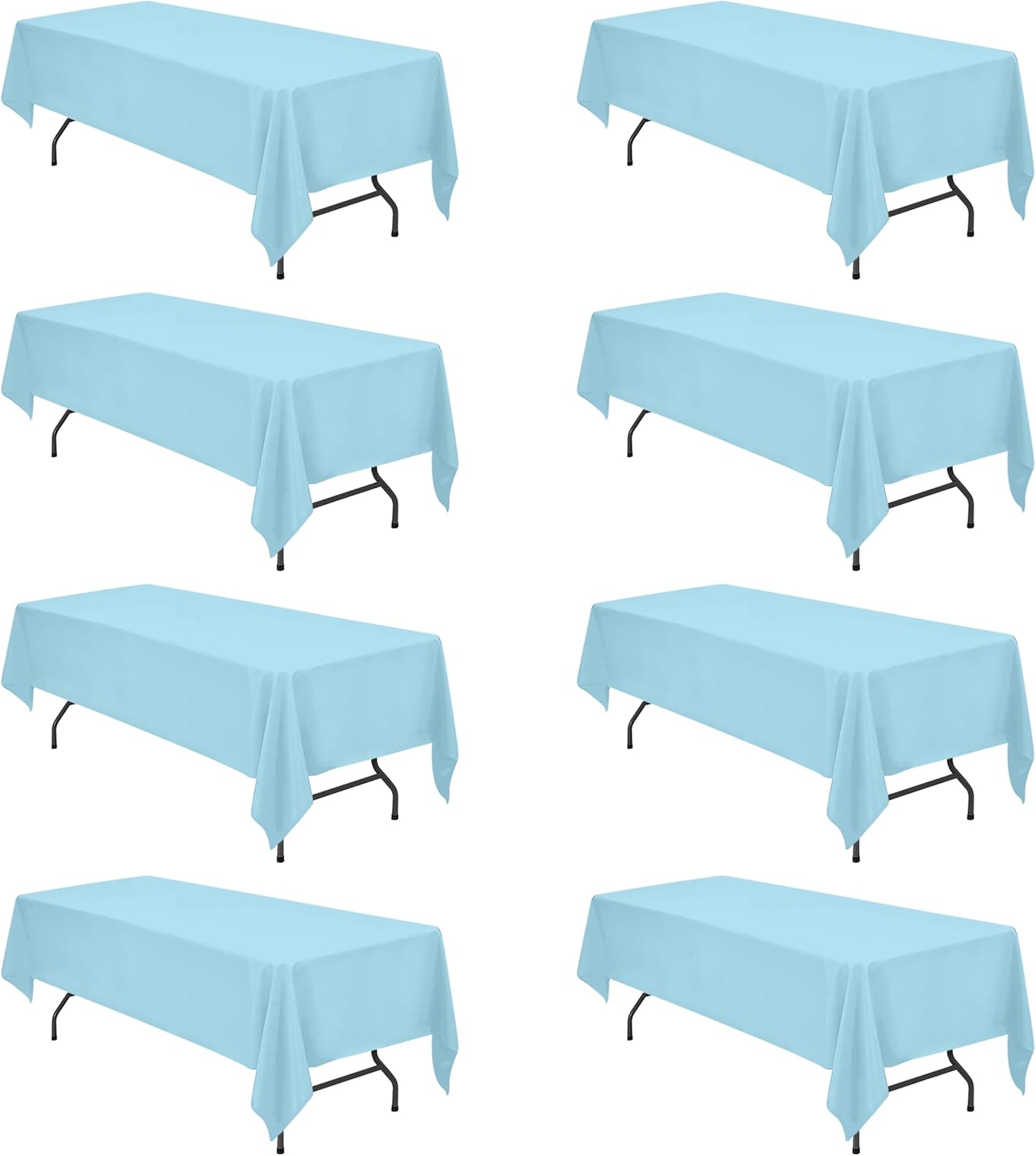 Light Blue Tablecloths for 8 Foot Rectangle Tables - 8 Pack