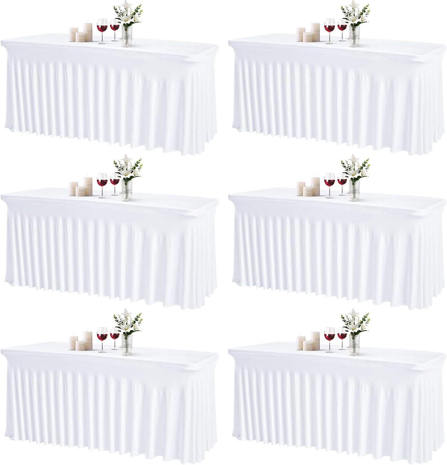 JCJ Spandex Table Skirt Set of 6 for 6FT Rectangle Tables