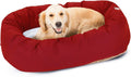 40 inch Red & Sherpa Bagel Dog Bed for Cozy Pet Retreat