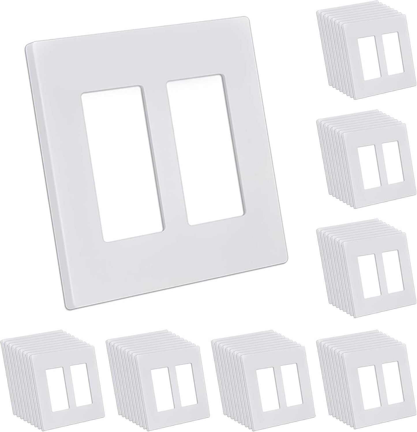 CML 2-Gang Decorator Screwless Wall Plates for Modern Homes