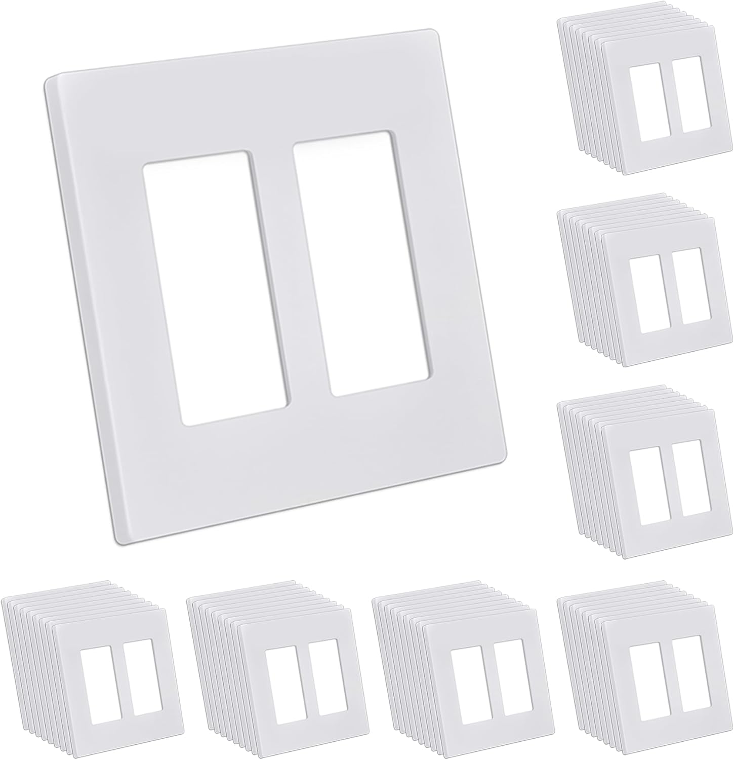 CML 2-Gang Decorator Screwless Wall Plates for Modern Homes