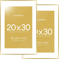 20x30 Poster Frame Gold matted to 16x24 - Luxe Look, Real Glass