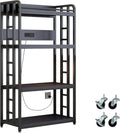 METYERRY Heavy Duty 4-Tier Baker's Rack with Power Outlet - Adjustable & Portable!