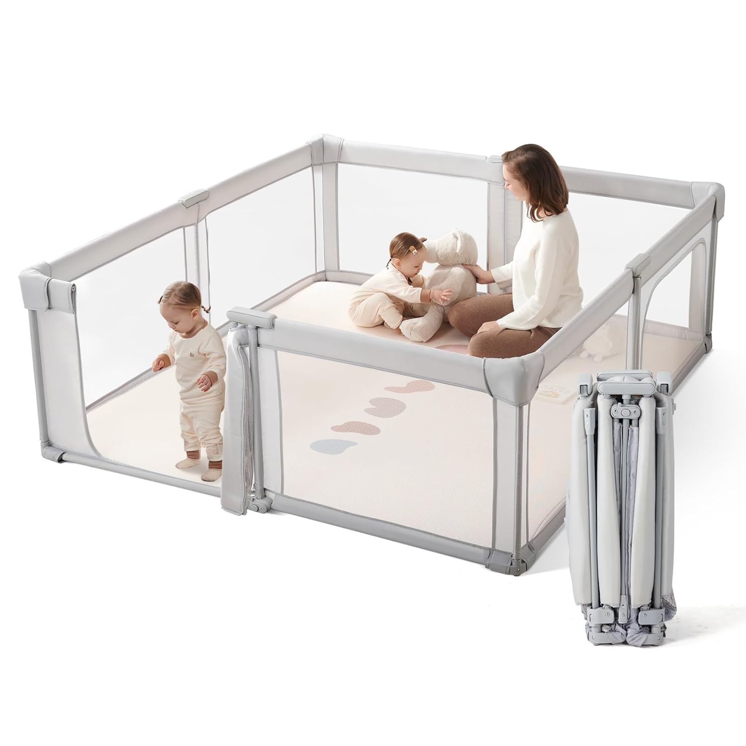 Portable Baby Playpen 71x79 Large Foldable Toddler Play Yard