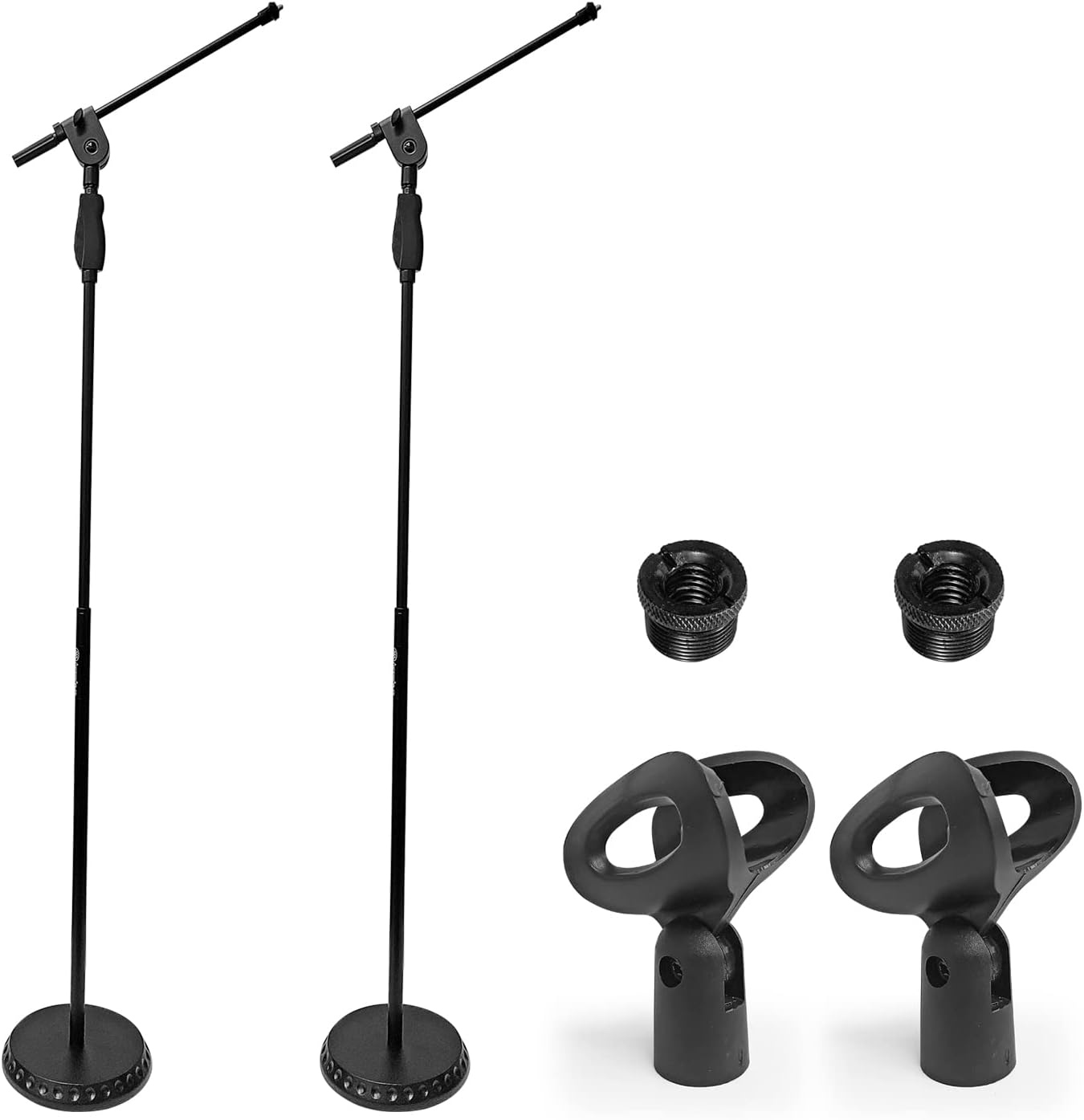 1-Hand Telescopic Mic Stand 2-Pack - Quick Adjust, Stable Base