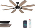 72 in Black Large Ceiling Fan with Light and Remote - Quiet DC Motor