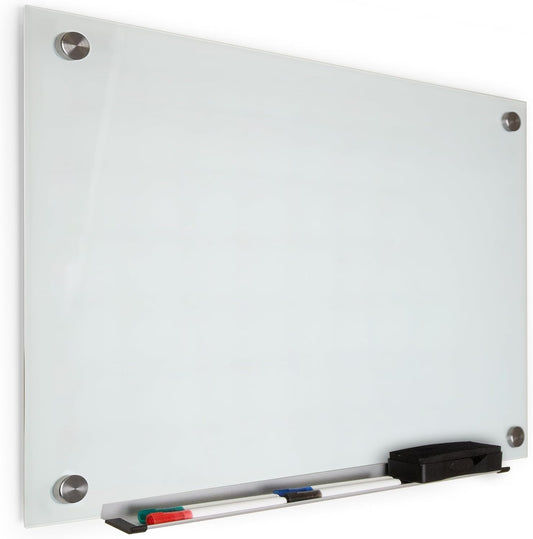 Real Glass Dry Erase Board with Frosted Surface and Markers