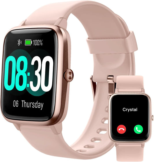 GRV Pink Smartwatch: Answer Calls, IP68 Waterproof