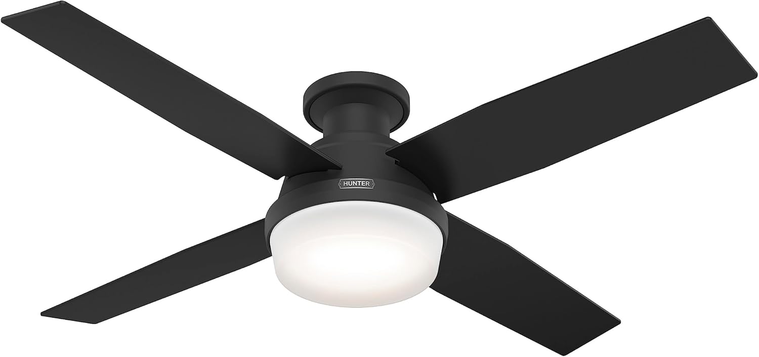 Hunter Dempsey Ceiling Fan 52 inches Matte Black for Large Rooms