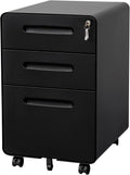 3 Drawer File Cabinet with Lock and 4 Keys - Mobile Metal Filing