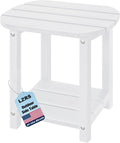 LZRS Outdoor Side Table 2-Tier Adirondack HDPE Patio End Table
