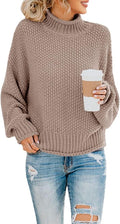 Turtleneck Oversized Sweater for Women - Cozy Chunky Knit Pullover