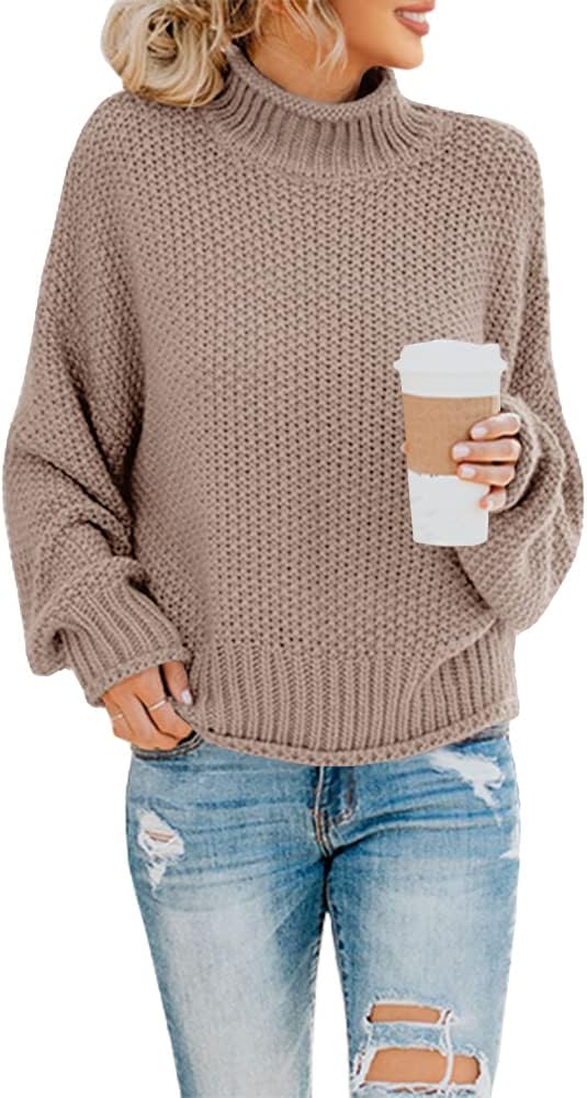 Saodimallsu Womens Turtleneck Oversized Sweater for Cozy Style