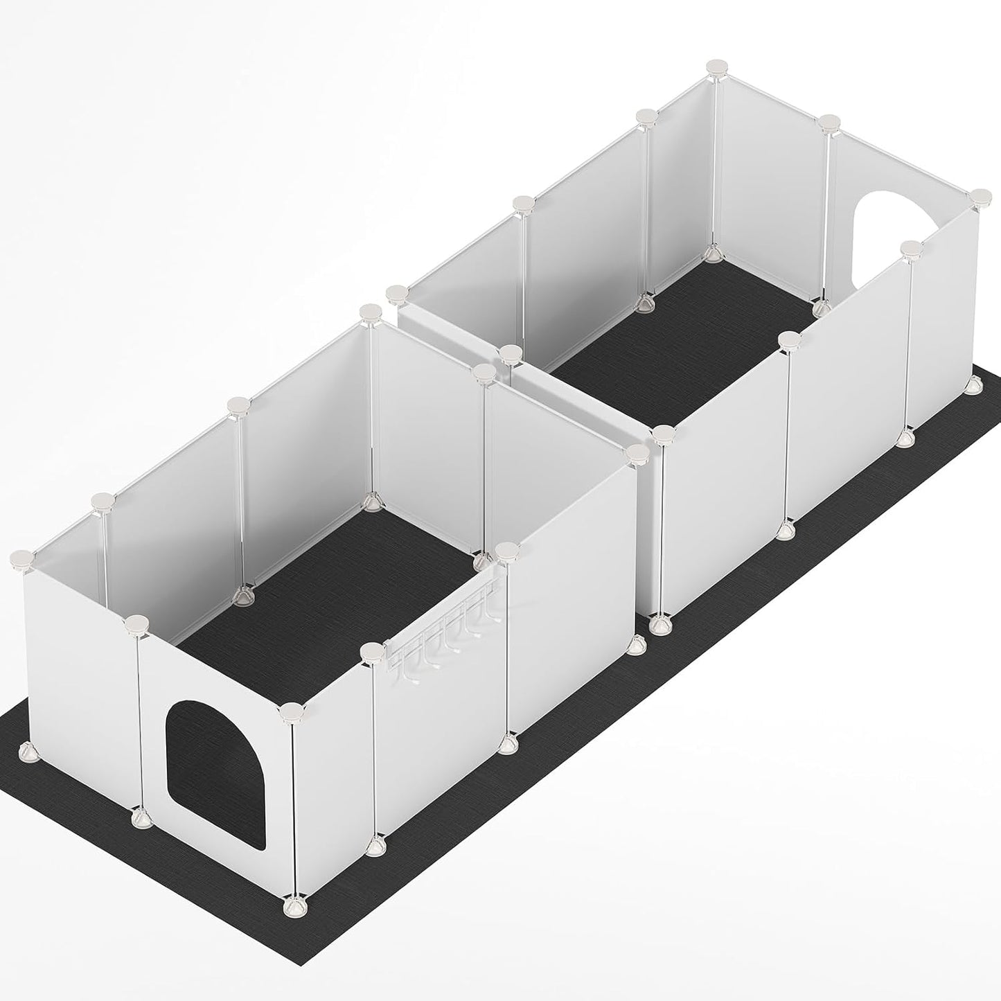 Double Cat Litter Box Enclosure with Splash Guard and Mat