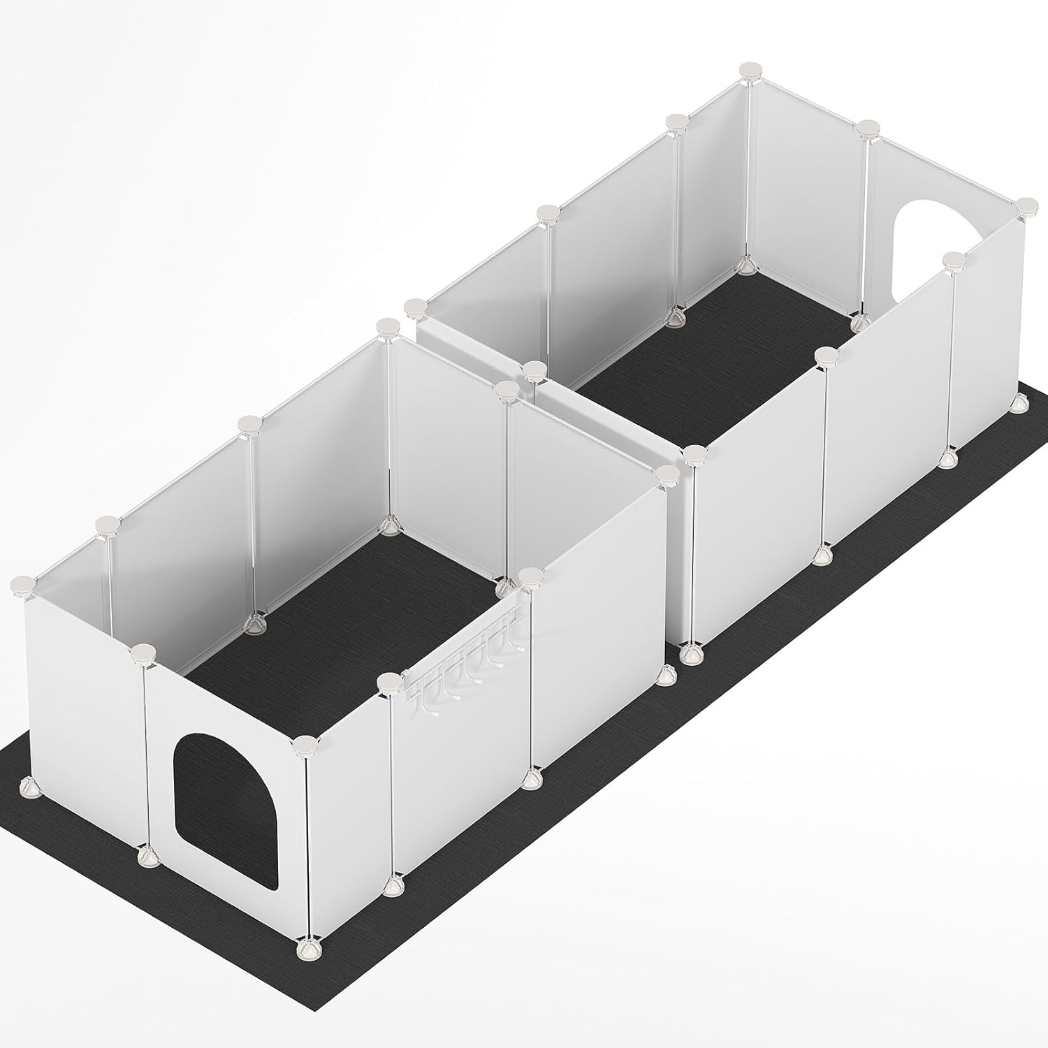 Double Cat Litter Box Enclosure with Splash Guard and Mat