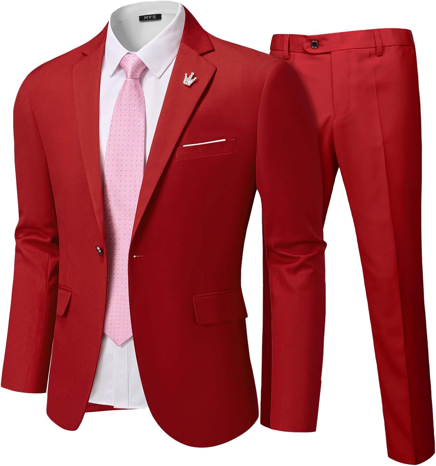 MY'S Men's 2 Piece Slim Fit Suit Set with Tie for Any Occasion