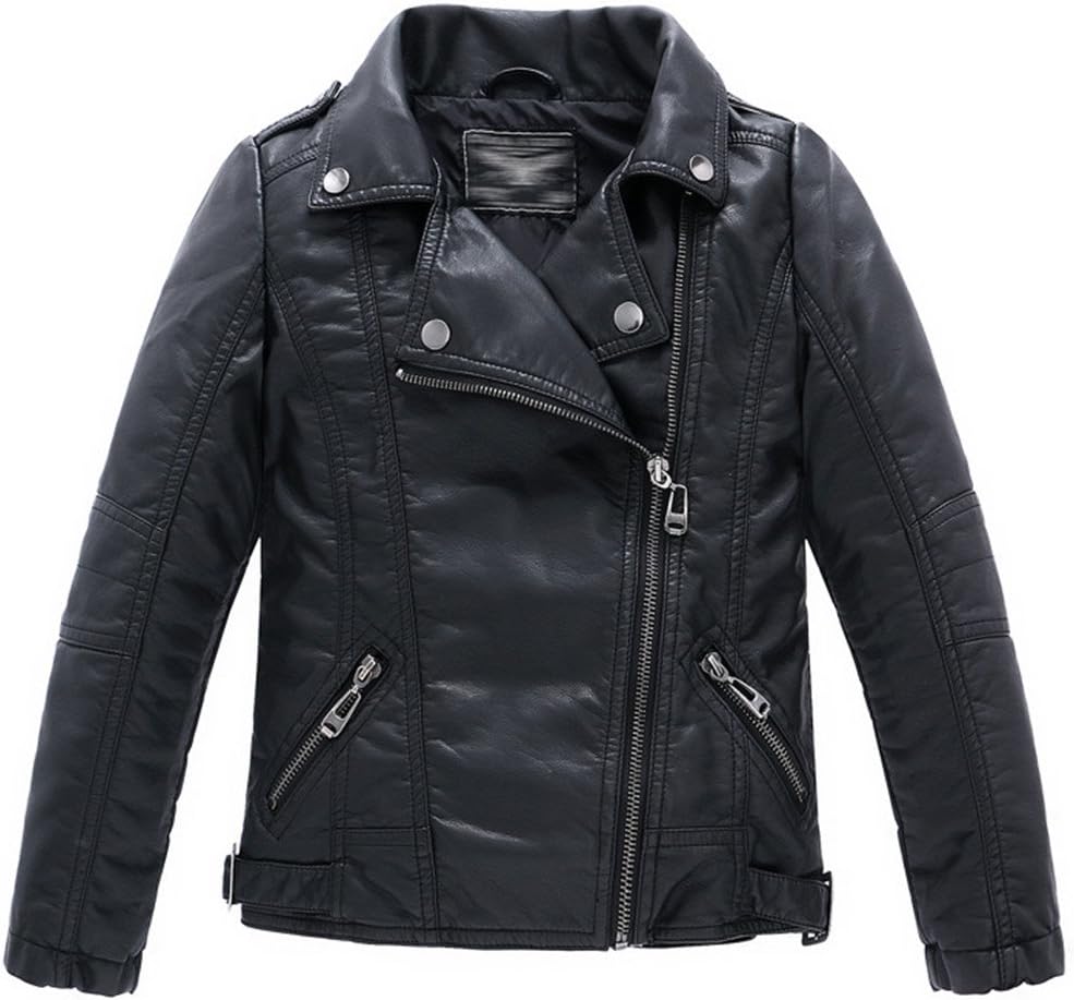 LJYH Children Collar Motorcycle Faux Leather Coats for Kids