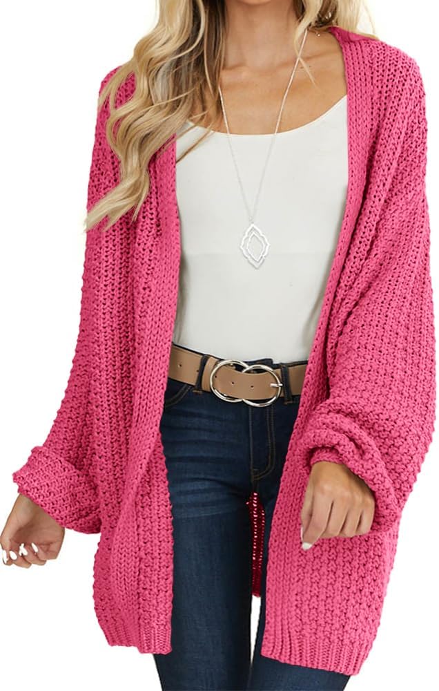 Maroway Womens Cardigan: Stylish Chunky Knit Open Front Sweater