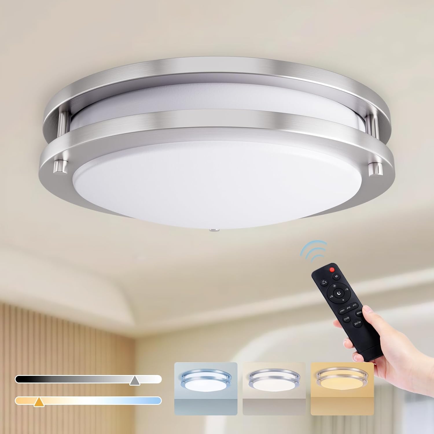 Kalium LED Ceiling Light with Remote for Adjustable Dimming