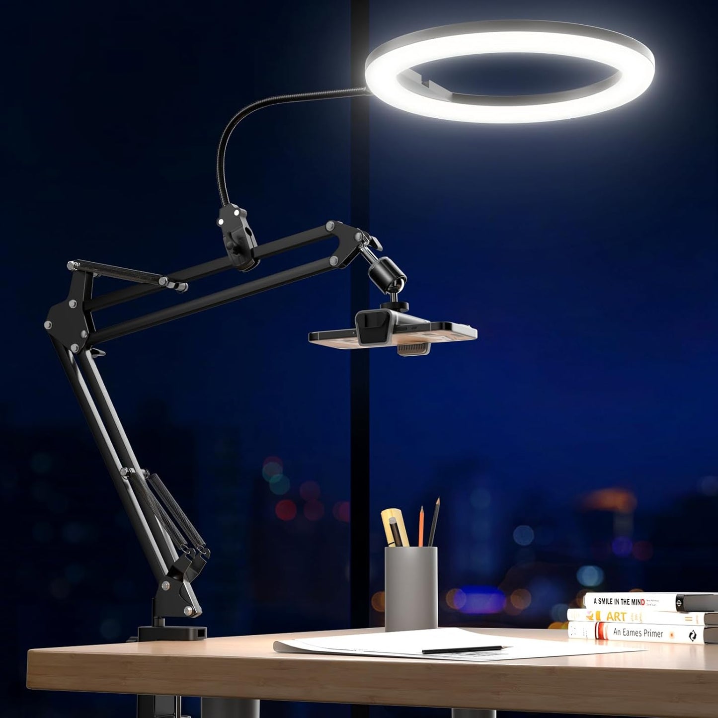 UBeesize 10 Ring Light with Overhead Phone Mount for Creators
