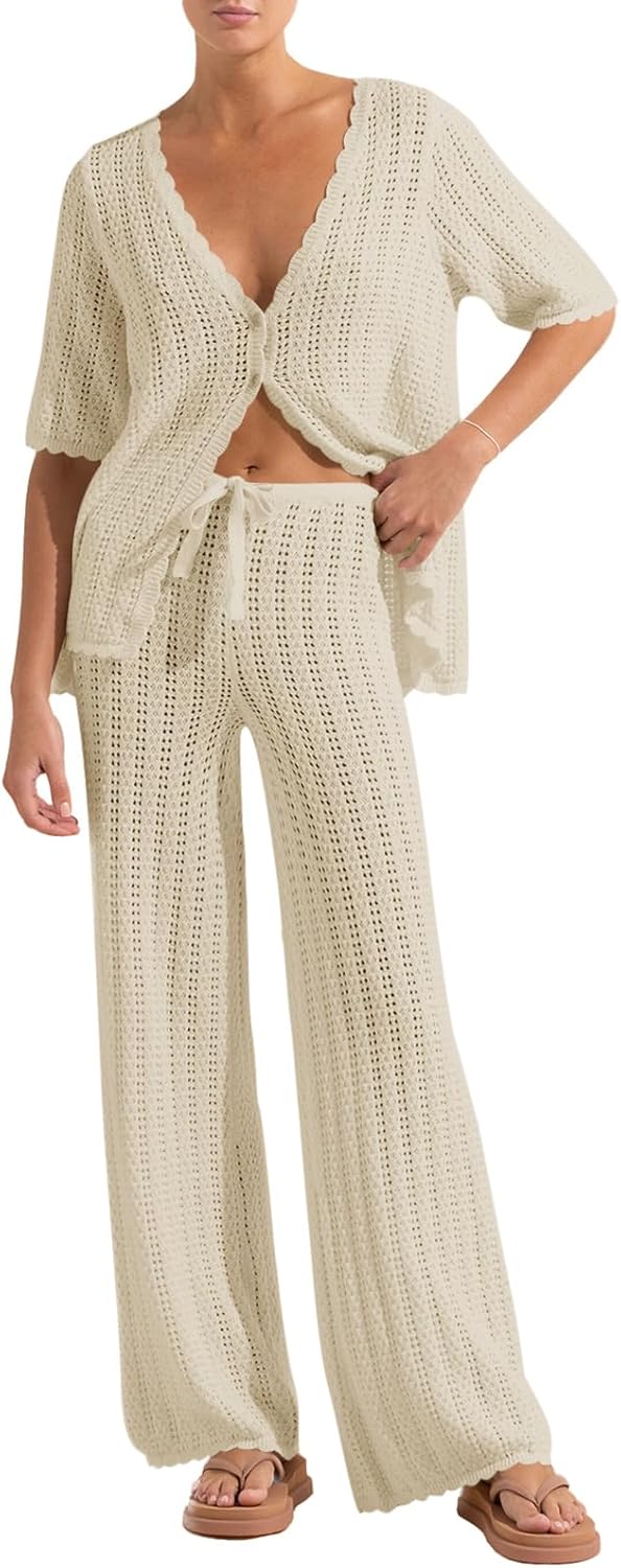 Imily Bela Women's Summer Crochet Swimsuit Cover-Up Set