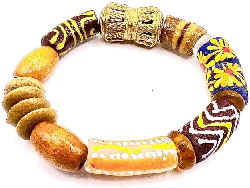 Ghanaian Handmade Powder Glass Trade Bead Bracelet for All Occasions