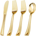 400PCS Gold Plastic Silverware Set - Heavy Duty Disposable Cutlery