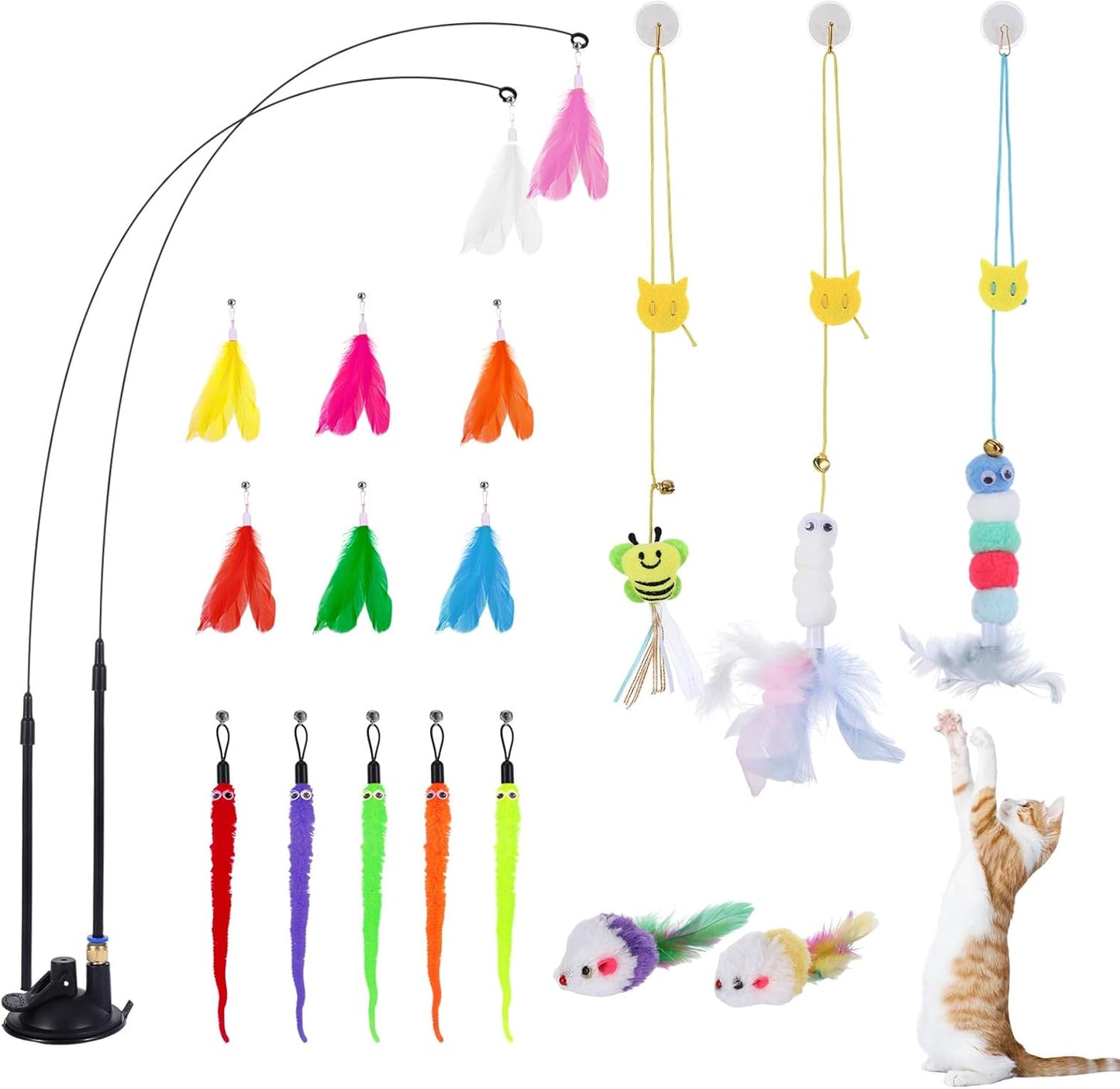 Interactive Suction Cup Cat Toy Set by Mowouhn