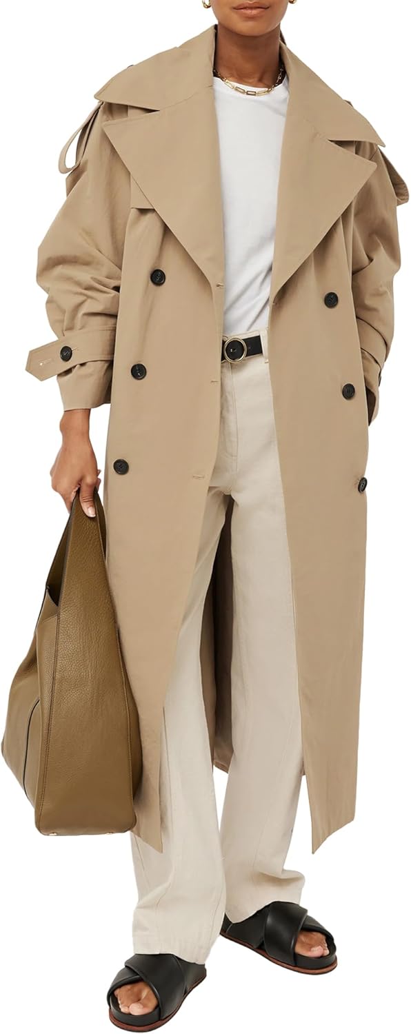 Farktop Womens Oversized Long Trench Coat for Stylish Elegance