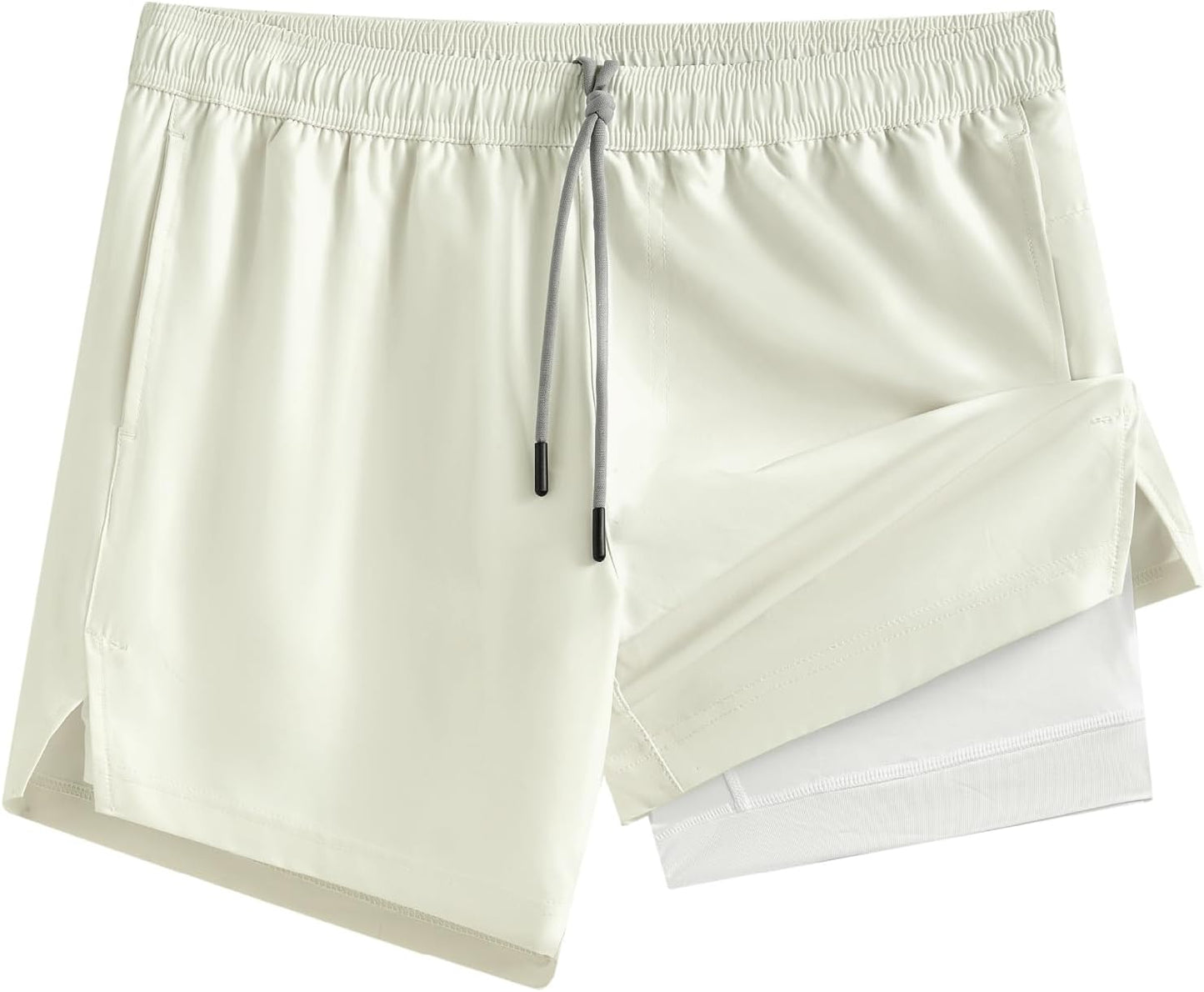maamgic Mens 5in Gym Running Shorts for Men - 2 in 1 Quick Dry