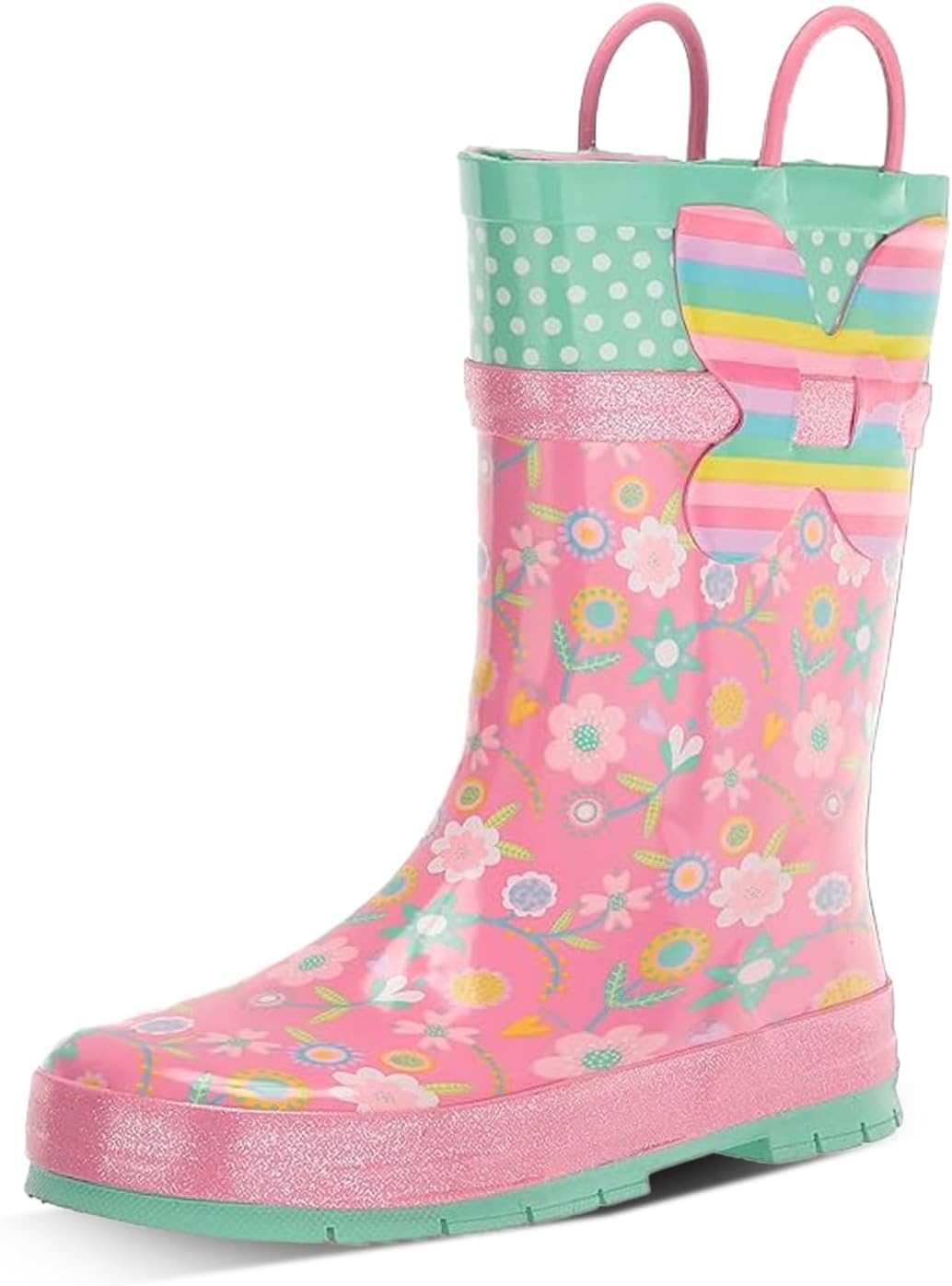 Premium Waterproof Rain Boots for Kids with Pull on Handles