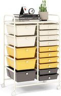 LDAILY 15 Drawer Rolling Storage Cart - Compact Mobile Organizer