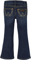 Girls Dark Wash Medium Blue Boot Cut Jeans - Adjustable Fit Waistband