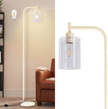 DLLT Floor Lamp Tall with Clear Glass Lampshade for Living Room