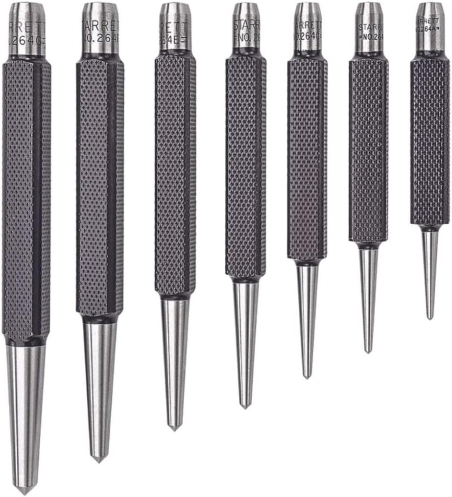Starrett Steel Center Punch Set - 7-Piece Kit for Precision Marking