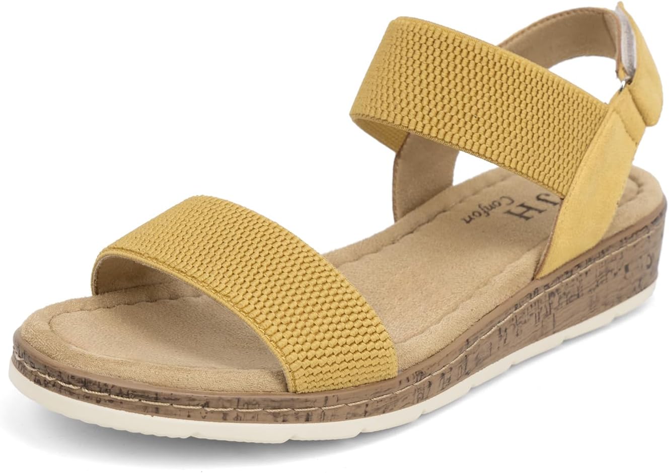 VJH confort Womens Flat Sandals Open Toe Elastic Ankle Strap