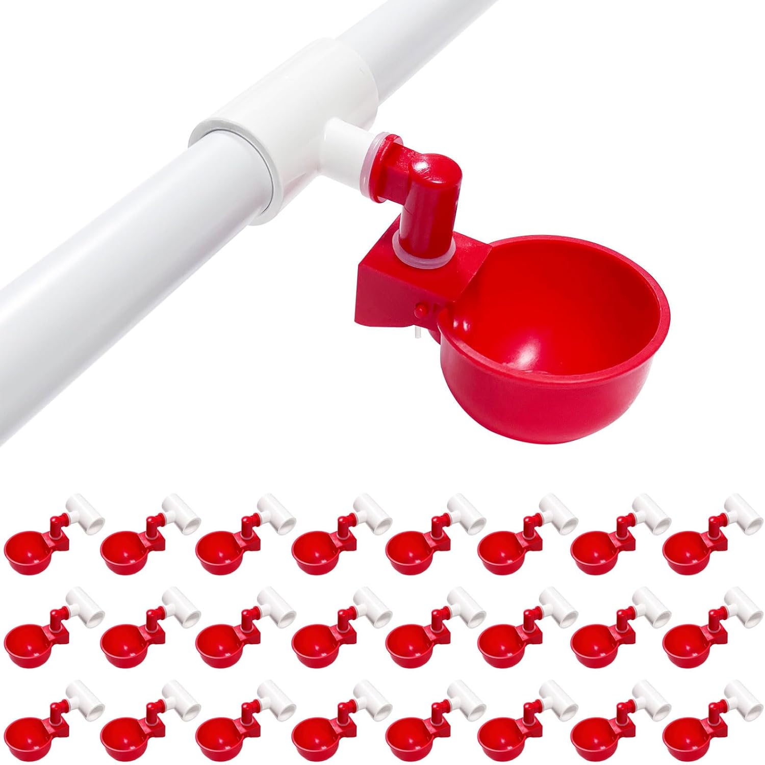 Automatic Chicken Water Cups for PVC - 24 Pack Waterer Kit