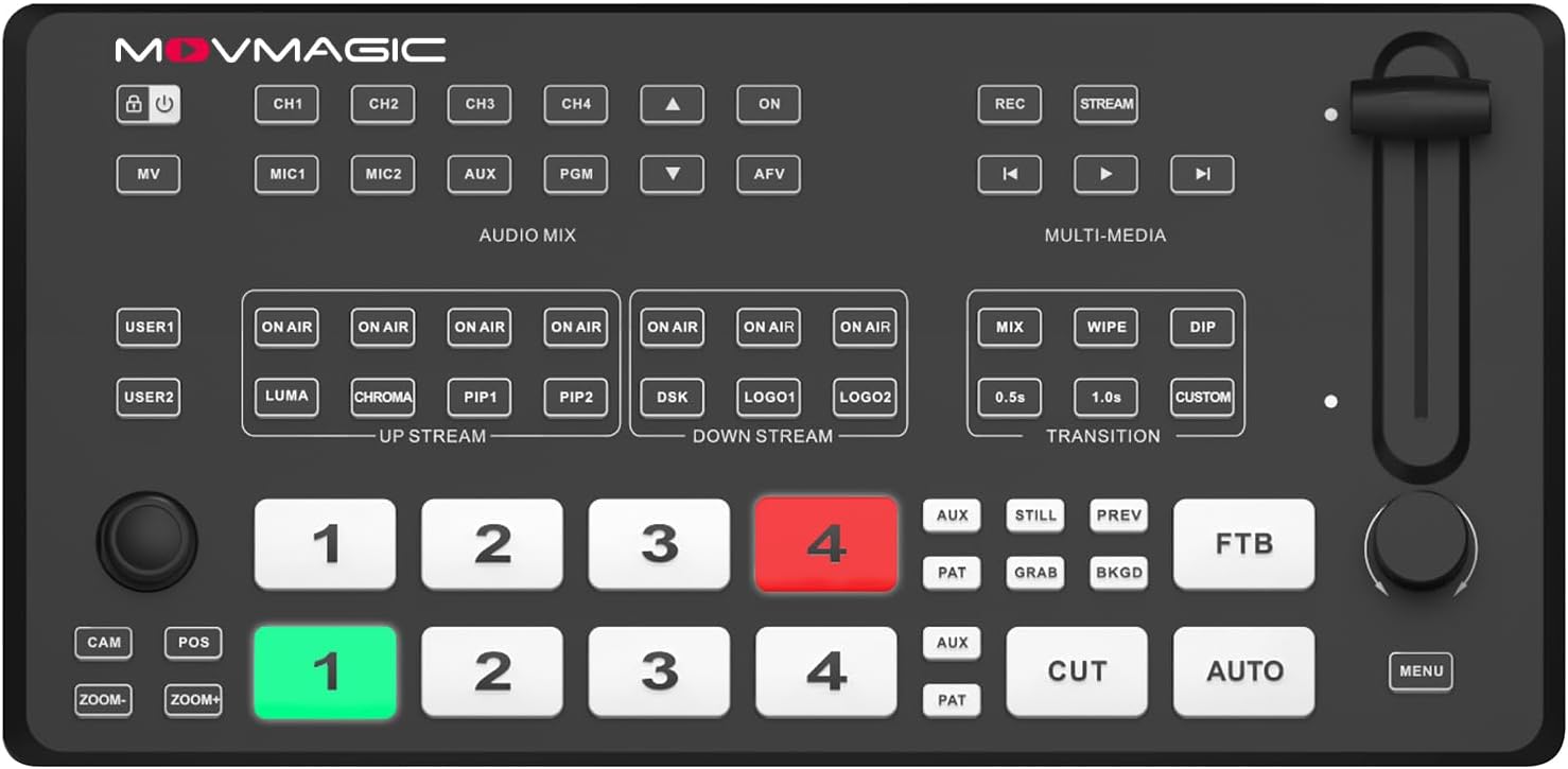 Movmagic M4E 5CH Multi Camera Video Mixer Switcher for Streaming