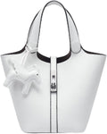 Vegan Leather Bucket Tote Bag for Women with Detachable Purse
