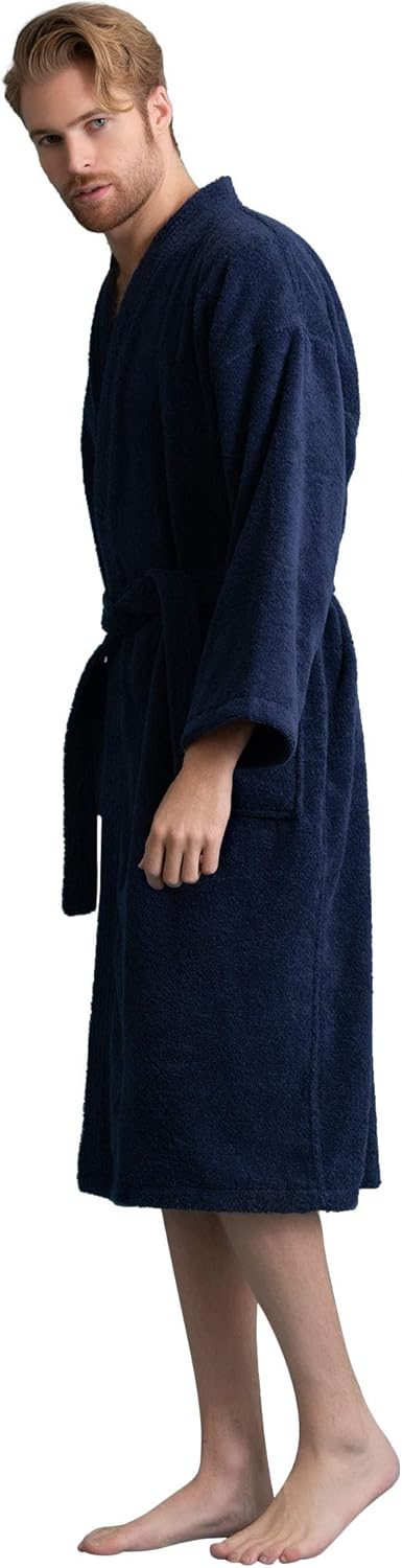 Soft Touch Linen Men's Robe - Turkish Terry Bathrobe Comfort