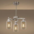 3-Light Brushed Nickel Pendant Lighting for Kitchen Island - Modern