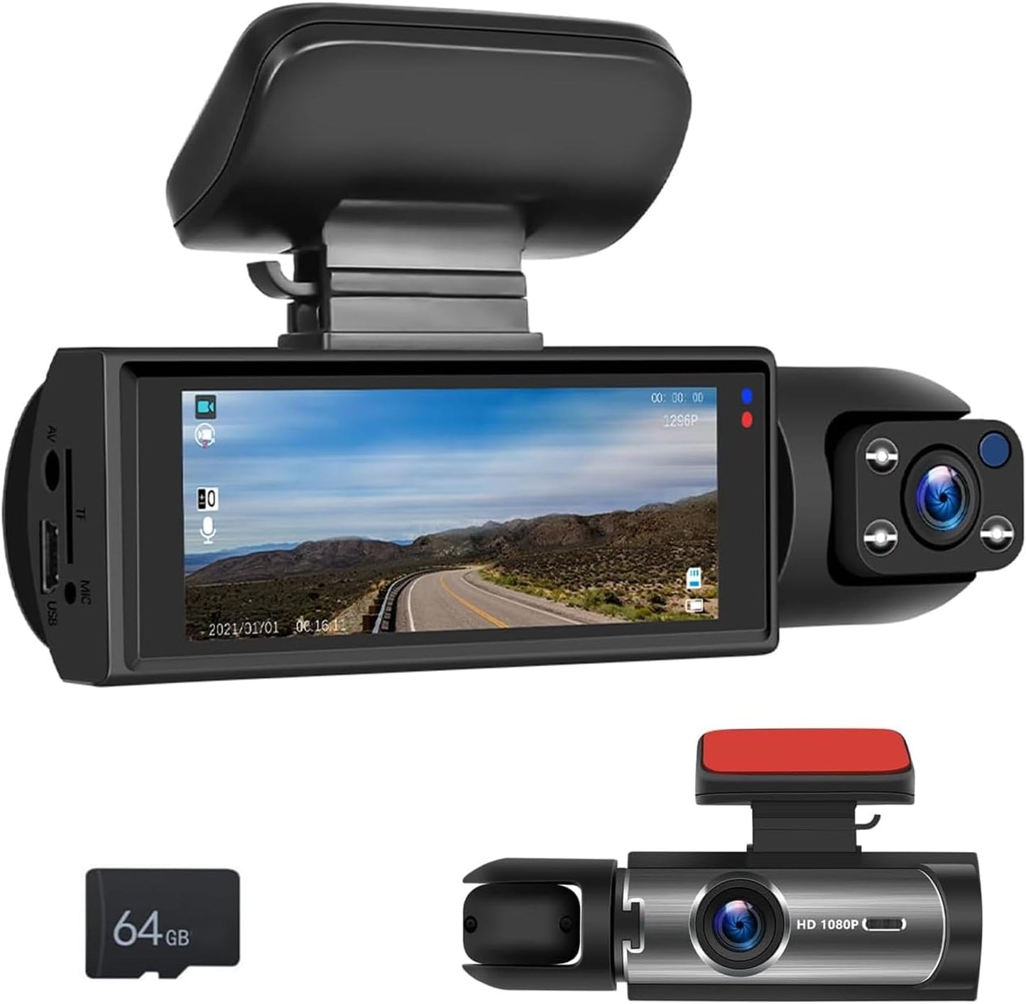Dual Dash Cam for Cars with 3.16 inch IPS Screen and Night Vision