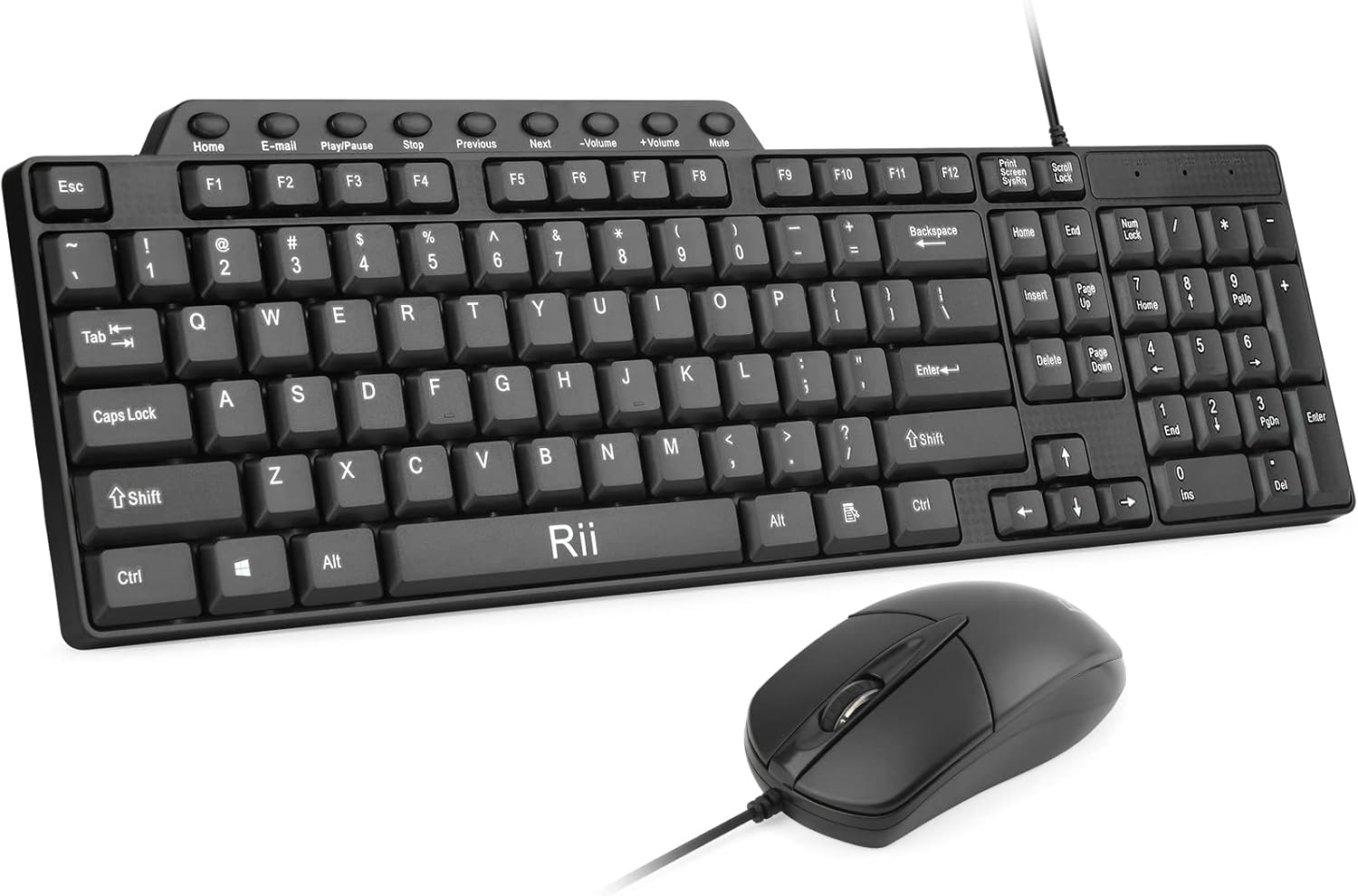 Rii RK203 Ultra Full Size Keyboard & Mouse Combo - Ideal for Work & School