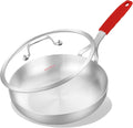 DELARLO 10in Tri-Ply Stainless Steel Pan with Lid - Efficient Heat