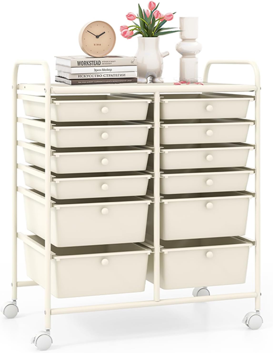 LDAILY 12 Drawer Rolling Storage Cart for Craft Organization