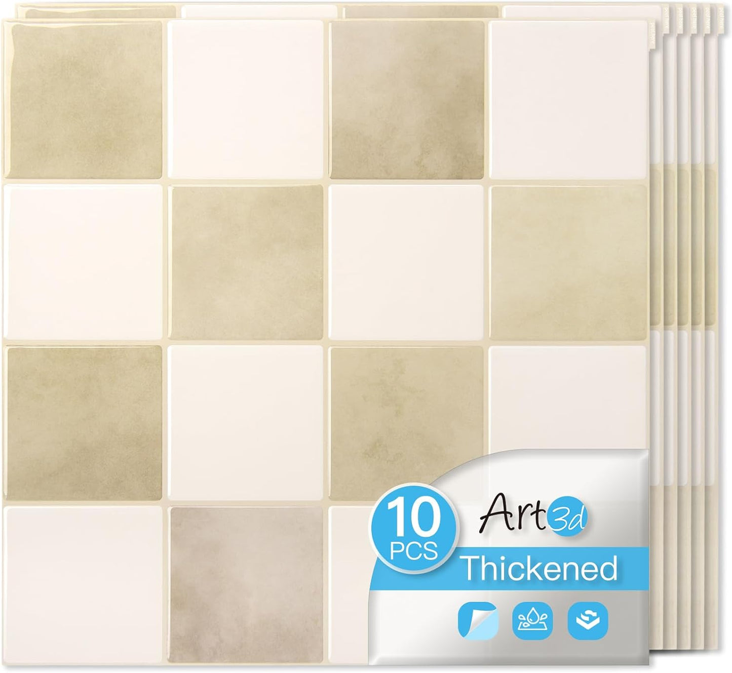 Art3d 10-Pack Heavy-Duty Peel and Stick Backsplash Tiles